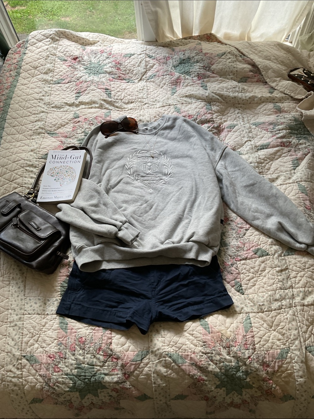POPFLEX Gray Crewneck Sweatshirt with White Embroidered Crest